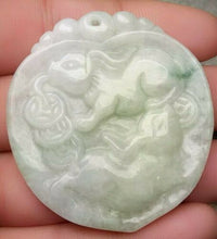 Load image into Gallery viewer, Certified Natural Jadeite Emerald A*Jade HandCarved Two Rabbits Coins Pendant F0634 with Gift Box