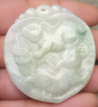 Load image into Gallery viewer, Certified Natural Jadeite Emerald A*Jade HandCarved Two Rabbits Coins Pendant F0634 with Gift Box
