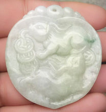 Load image into Gallery viewer, Certified Natural Jadeite Emerald A*Jade HandCarved Two Rabbits Coins Pendant F0634 with Gift Box