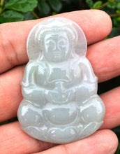 Load image into Gallery viewer, 10% OFF on Sales- Certified Natural Oily Light Green Jadeite Emerald Jade Translucent Guanyin Pendant <<Grade A>>