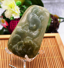Load image into Gallery viewer, 10% OFF on Sales- Certified Natural Jadeite Emerald Jade tablets Emerald Ruyi Toad Pendant《Grade A》7060