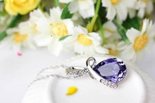 Load image into Gallery viewer, 10% OFF on Sales- New Fashion Woman Natural Purple/Blue Teardrop Gem Stone Pendant-Silver Necklace
