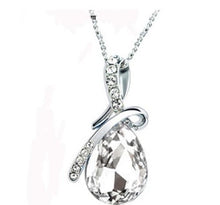 Load image into Gallery viewer, 10% OFF on Sales- New Fashion Woman Natural Green/Clear/Pink/Yellow/Blue Teardrop Gem Stone Pendant-Silver Necklace