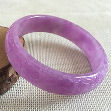 Load image into Gallery viewer, 10% OFF on Sales- 57/58 mm-Certified Natural Purple Ice Jadeite Emerald Jade Tablets Bracelet Bangle《Grade A》A-1783