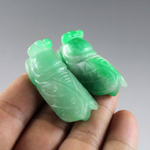 Load image into Gallery viewer, 10% OFF on Sales- Certified Natural Jadeite Emerald Jade A Pair-Cicada Pendants《Grade A》1947