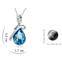 Load image into Gallery viewer, 10% OFF on Sales- New Fashion Woman Natural Green/Clear/Pink/Yellow/Blue Teardrop Gem Stone Pendant-Silver Necklace