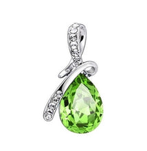 Load image into Gallery viewer, 10% OFF on Sales- New Fashion Woman Natural Green/Clear/Pink/Yellow/Blue Teardrop Gem Stone Pendant-Silver Necklace