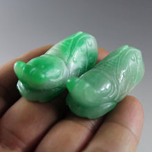 Load image into Gallery viewer, 10% OFF on Sales- Certified Natural Jadeite Emerald Jade A Pair-Cicada Pendants《Grade A》1947