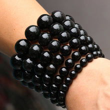 Load image into Gallery viewer, 10% OFF) 54-60 mm Certified Natural Black Pearl/ Red Emerald Jade Beads Stretchy Bracelet