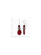 Load image into Gallery viewer, 10% OFF- 2 pcs Certified Natural Jadeite Emerald A*Jade HandCarved A Pair of 925 Sterling Silver Round Oval Red Jade Dangle Earrings 46mm