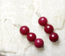 Load image into Gallery viewer, 10% OFF- 2 pcs Certified Natural Jadeite Emerald A*Jade HandCarved A Pair of Ruby Red Jade 8mm Earrings .925 Sterling Silver Hooks 1.5"