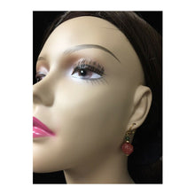 Load image into Gallery viewer, 10% OFF- 2 pcs Certified Natural Jadeite Emerald A*Jade HandCarved A Pair of Longevity Red Green Jade Leverback Drop Earrings 1.75"