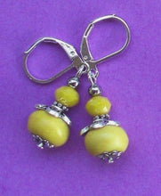 Load image into Gallery viewer, 10% OFF- 2 pcs Certified Natural Emerald A*Jade Handmade A Pair of Yellow Jade Drop Earrings SP LEVERBACK