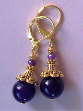 Load image into Gallery viewer, 10% OFF- 2 pcs Certified Natural Handmade A Pair of Amethyst Purple Jade Drop Earrings GP LEVERBACK