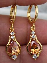 Load image into Gallery viewer, 10% OFF- 18K Yellow Gold Filled 1.2'' Hollow Teardrop Peridot Yellow Topaz Gems Women Earrings with Gift Box