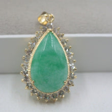 Load image into Gallery viewer, 10% OFF-  Certified Natural Jadeite Emerald A Jade Handcarved Lovely Green Jade Pear Shape Pendant in 18K GP 42mm H