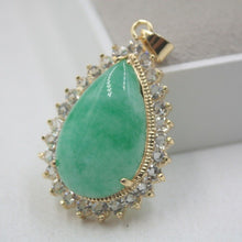 Load image into Gallery viewer, 10% OFF-  Certified Natural Jadeite Emerald A Jade Handcarved Lovely Green Jade Pear Shape Pendant in 18K GP 42mm H