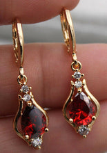 Load image into Gallery viewer, 10% OFF- 18K Yellow Gold Filled 1.2'' Hollow Teardrop Peridot Red Topaz Gems Women Earrings with Gift Box