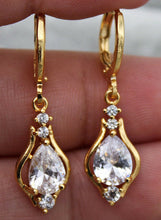 Load image into Gallery viewer, 10% OFF- 18K Yellow Gold Filled 1.2'' Hollow Teardrop Peridot Clear Topaz Gems Women Earrings with Gift Box