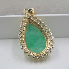 Load image into Gallery viewer, 10% OFF-  Certified Natural Jadeite Emerald A Jade Handcarved Lovely Green Jade Pear Shape Pendant in 18K GP 42mm H