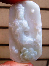 Load image into Gallery viewer, 10% OFF on Sales- Certified Natural Light Oily Green Jadeite Emerald Jade GuanYin Pendant【Grade A】9794