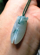 Load image into Gallery viewer, 10% OFF on Sales- Certified Natural Light Green Jadeite Emerald Jade Cicadan Pendant "Grade A"