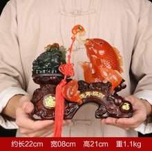 Load image into Gallery viewer, Chinese Feng Shui Lucky Wealth Gold Fish Toad Statue Home/Office Decor Sculpture Craft Living Room TV Cabinet Fortune Ornament Housewarming Gift