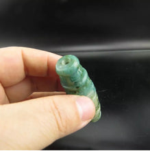 Load image into Gallery viewer, 10% OF- Certified Natural Icy Jadeite Emerald A*Jade Handcarved Hongshan Lucky Bead dZi Safety Pendant Y83