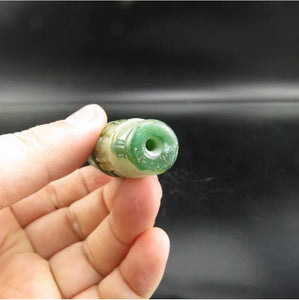 10% OF- Certified Natural Icy Jadeite Emerald A*Jade Handcarved Hongshan Lucky Bead dZi Safety Pendant Y83