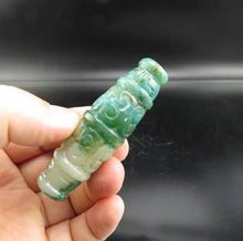 Load image into Gallery viewer, 10% OF- Certified Natural Icy Jadeite Emerald A*Jade Handcarved Hongshan Lucky Bead dZi Safety Pendant Y83