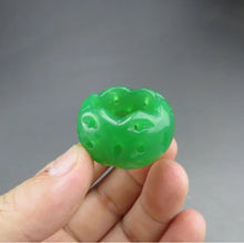 Load image into Gallery viewer, 10% OF- Certified Natural Icy Jadeite Emerald A*Jade Handcarved Lucky Ring Donut Safety Pendant A096