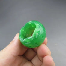 Load image into Gallery viewer, 10% OF- Certified Natural Icy Jadeite Emerald A*Jade Handcarved Lucky Ring Donut Safety Pendant A096