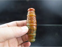 Load image into Gallery viewer, 10% OF- Certified Natural Icy Jadeite Emerald A*Jade Handcarved Hongshan Lucky Bead dZi Safety Pendant Y83