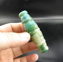 Load image into Gallery viewer, 10% OF- Certified Natural Icy Jadeite Emerald A*Jade Handcarved Hongshan Lucky Bead dZi Safety Pendant Y83