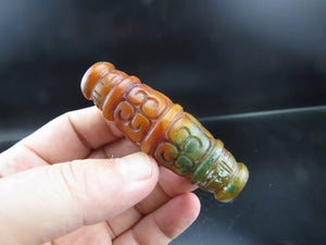 10% OF- Certified Natural Icy Jadeite Emerald A*Jade Handcarved Hongshan Lucky Bead dZi Safety Pendant Y83