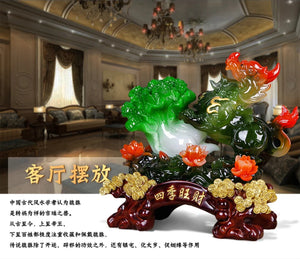 Chinese Feng Shui Good Fortune Wealth Gold Dragon/Pixui/Lion/Brave Troop Gourd Cabbage Statue Home/Office Decor Sculpture Craft Living Room TV Cabinet Fortune Ornament Housewarming Gift