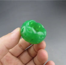 Load image into Gallery viewer, 10% OF- Certified Natural Icy Jadeite Emerald A*Jade Handcarved Lucky Ring Donut Safety Pendant A096