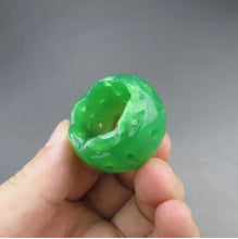 Load image into Gallery viewer, 10% OF- Certified Natural Icy Jadeite Emerald A*Jade Handcarved Lucky Ring Donut Safety Pendant A096