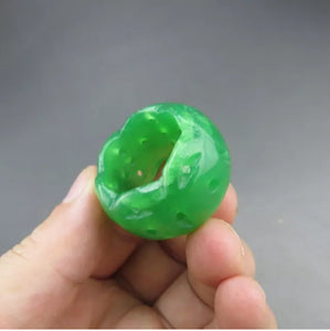 10% OF- Certified Natural Icy Jadeite Emerald A*Jade Handcarved Lucky Ring Donut Safety Pendant A096