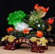 Load image into Gallery viewer, Chinese Feng Shui Good Fortune Wealth Gold Dragon/Pixui/Lion/Brave Troop Gourd Cabbage Statue Home/Office Decor Sculpture Craft Living Room TV Cabinet Fortune Ornament Housewarming Gift