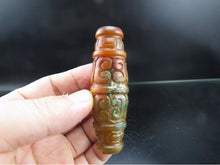 Load image into Gallery viewer, 10% OF- Certified Natural Icy Jadeite Emerald A*Jade Handcarved Hongshan Lucky Bead dZi Safety Pendant Y83