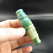 Load image into Gallery viewer, 10% OF- Certified Natural Icy Jadeite Emerald A*Jade Handcarved Hongshan Lucky Bead dZi Safety Pendant Y83