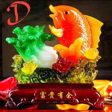 Load image into Gallery viewer, Chinese Feng Shui Lucky Money Coin Gold Fish Statue Wealth Home/Office Decor Sculpture Craft Living Room TV Cabinet Fortune Ornament Housewarming Gift