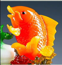 Load image into Gallery viewer, Chinese Feng Shui Lucky Money Coin Gold Fish Statue Wealth Home/Office Decor Sculpture Craft Living Room TV Cabinet Fortune Ornament Housewarming Gift