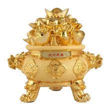 Load image into Gallery viewer, Chinese Feng Shui Good Fortune Money Gold Pot Statue Wealth Home/Office Decor Sculpture Craft Living Room TV Cabinet Fortune Ornament Housewarming Gift