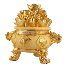 Load image into Gallery viewer, Chinese Feng Shui Good Fortune Money Gold Pot Statue Wealth Home/Office Decor Sculpture Craft Living Room TV Cabinet Fortune Ornament Housewarming Gift