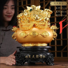 Load image into Gallery viewer, Chinese Feng Shui Good Fortune Money Gold Pot Statue Wealth Home/Office Decor Sculpture Craft Living Room TV Cabinet Fortune Ornament Housewarming Gift