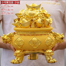 Load image into Gallery viewer, Chinese Feng Shui Good Fortune Money Gold Pot Statue Wealth Home/Office Decor Sculpture Craft Living Room TV Cabinet Fortune Ornament Housewarming Gift