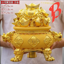 Load image into Gallery viewer, Chinese Feng Shui Good Fortune Money Gold Pot Statue Wealth Home/Office Decor Sculpture Craft Living Room TV Cabinet Fortune Ornament Housewarming Gift