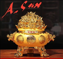 Load image into Gallery viewer, Chinese Feng Shui Good Fortune Money Gold Pot Statue Wealth Home/Office Decor Sculpture Craft Living Room TV Cabinet Fortune Ornament Housewarming Gift